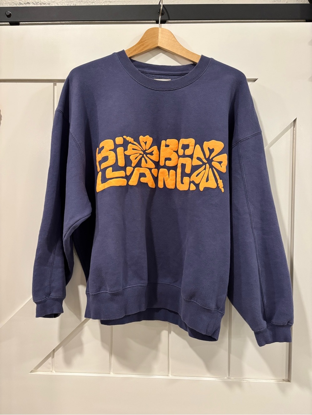Billabong Tiki Vibes Kendall Crewneck Sweatshirt Blue Orange Oversized M EUC